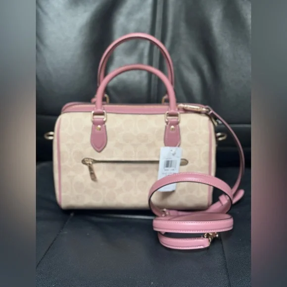 NWT Coach Rowan Satchel Bag In Signature Canvas With Heart Charm CDB21 - Picture 9 of 13